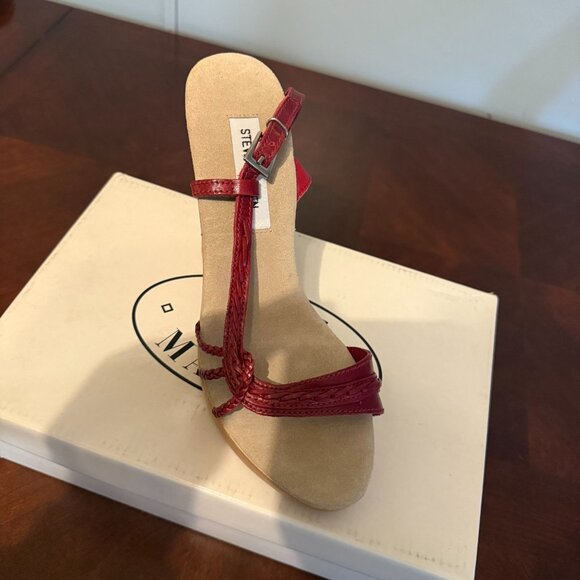 Steve Madden Womens Red Cork Wedge Sandals Size 9 satisfy - Picture 3 of 7